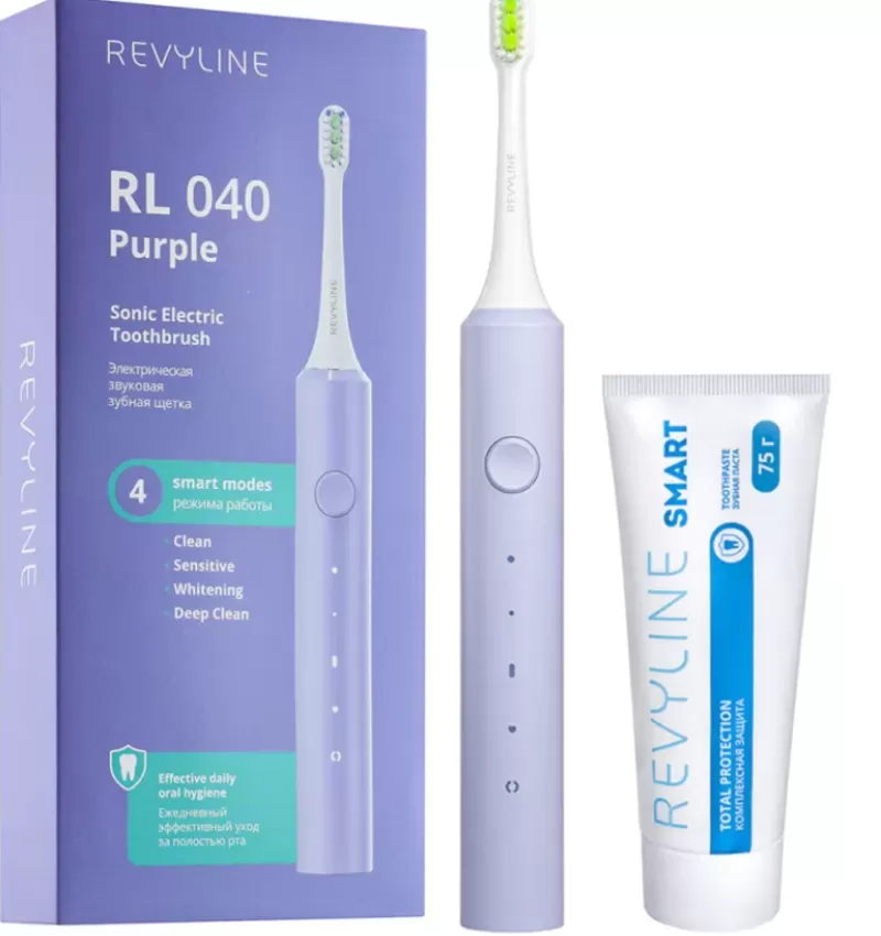 Звуковая щетка Revyline RL040 Violet и зубная паста Smart